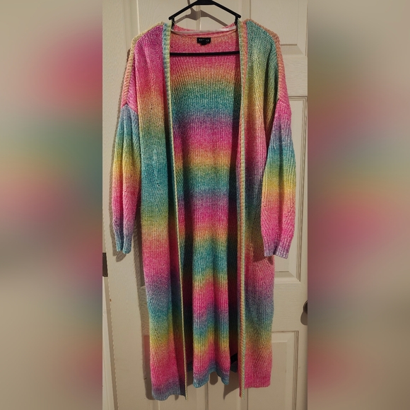 Torrid Rainbow Knit Open Front Cardigan Sweater Size 2 - Picture 4 of 7